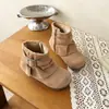 Botas Martin Retro Maillard Mate para Niños de Otoño 2026 Nuevas Botas de Piel con Hebilla para Niñas Botas de Tacón Apilado Botas Cortas con Forro de Terciopelo