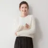 Suéter de cachemira 100% pura, suave y amigable con la piel, para mujer, suéter de cuello redondo de moda, capa base de punto grueso