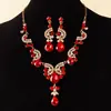 Conjunto de joias de colar e brincos gota d'água ultra brilhantes europeu e americano, conjunto de duas peças de moda de luxo leve europeu e americano para vestidos de noiva, fornecimento transfronteiriço