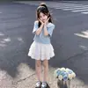 Traje Falda Verano 2026 Nuevo Estilo Dulce y Lindo Top de Manga Corta Falda de Encaje a la Moda Estilo Pastel Conjunto de Dos Piezas