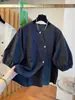 Camisa de Manga Corta Burbuja con Diseño Irregular para Mujer Verano 2025 Talla Grande mm Gordita Camisa Retro Top Tendencia