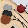 Stock Listo Funda para Auriculares Colgante de Cuello de Cuero PU Bolsa de Almacenamiento para Auriculares Bluetooth Inalámbricos Cubierta Redonda Portátil con Botón de Presión para Auriculares
