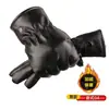 Luvas de couro masculinas de inverno quentes à prova de frio com forro de fleece espessadas para ciclismo à prova d'água tela sensível ao toque estudante femininas de motocicleta à prova de vento