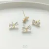 Aretes de Lazo de Zirconia Color-Preservante Chapados en Oro de 14K con Anillo Colgante Accesorios para Aretes Hechos a Mano DIY Materiales