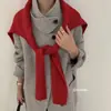 Acessório versátil para roupas de outono e inverno: xale de mistura de lã com capa de nó em forma de T, cachecol aquecedor de pescoço quente e estiloso
