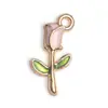 Venda Quente Transfronteiriça Liga de Metal Rosa Vermelha Acessórios para Joias DIY Pingente de Gotejamento de Óleo Florido Brincos Atacado