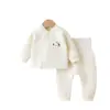 Conjunto de Bebê Jingqi Outono/Inverno Roupas Quentes Acolchoadas Bebê Algodão Puro Cintura Alta Top de Outono Calças de Outono Algodão Fino Roupa de Outono/Inverno