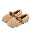 Pantuflas de algodón esponjosas para mujer, nuevo estilo invierno 2026, con un lindo diseño de lazo, adecuadas para usar en interiores e ideales para uso posparto