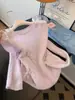 Suéter de Tricô Rosa Vazado com Contas para Mulheres, Novo Design 2025, Estilo Coreano de Nicho para Outono Inicial