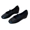 Zapatos retro Mary Jane de piel de oveja para mujer, punta redonda, corte bajo, estilo nuevo 2026, con diseño interior que aumenta la altura, adecuados para ir al trabajo, con suela plisada