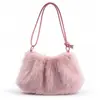 Bolso de Peluche Nuevo Estilo Otoño/Invierno Bolso Cruzado para Mujer Bolso de Hombro Casual de Piel Sintética de Zorro Gran Capacidad Bolso de Axila para Viajes
