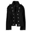 Chica Caliente de Calle Transfronteriza Otoño/Invierno Chaqueta Estilo Retro Napoleón para Mujer Delgado con Capucha de Cuello Alto Ropa Exterior Decoración de Botones