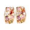 Pendientes de Diamante de Color Gota de Agua de Estilo Europeo y Americano Más Vendidos Transfronterizos Pendientes Dorados Huecos de Doble Capa de Lujo Ligero