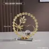 Adorno de Bola de Cristal de Flor de Cerezo Estilo Lujo Ligero, Decoración de Escritorio Sencilla de Hierro Forjado, Pieza de Exhibición de Artesanía Metálica para Entrada de Sala de Estar