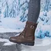 Botines de talla grande para comercio exterior, nuevo estilo otoño e invierno 2026, forrados de felpa, suela gruesa, tacón alto, estilo europeo y americano, elegantes botines estilo Martin para mujer
