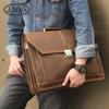 Custom Cross-border couro genuíno Bolsa Masculina Vintage Crazy Horse Belt Key Lock Top Layer Cowhide Bolsa Masculina Pasta