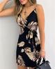 Vestido de Verano 2021 Wish Amazon Aliexpress con Escote en V y Lazo Estampado Vestido Midi de Tirantes para Mujer Espalda Descubierta Elegante