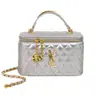 Bolso de mano de moda con nuevo patrón de diamantes para comercio exterior, bolso de hombro con cadena para mujer, bolso cruzado pequeño de alta gama estilo Chanel para cosméticos