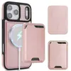 Compatible con carcasa de teléfono magnética dos en uno para iPhone 18, carcasa con ranura para tarjetas para Samsung S26, carcasa de cuero con carga inalámbrica MagSafe