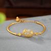 Una pulsera de plata esterlina S925 chapada en oro con ciervo, jade Hetian, marea nacional, carpa, moneda, temperamento, combina con todo, antigua, para damas