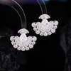 Pendientes en Forma de Abanico y Falda con Incrustaciones de Circonita, Pasadores de Plata S925, Pendientes de Piedras Preciosas de Alta Gama, Exquisitos y Elegantes, con un Toque de Lujo Ligero y Sensación Premium