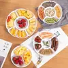 Plato de Degustación de Frutas con Tapa, Plato Dividido para Postre, Pan, Pastel, Exhibición, Tapa de Bandeja, Plato de Degustación de Bocadillos