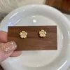 Pendientes Florales Cepillados Estilo Vintage de Plata de Ley S925 para Mujer, Pendientes de Moda Huecos Brillantes con Diamantes de Alta Gama para el Día a Día