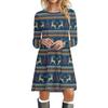 Cross-border Women's Amazon novo vestido de manga comprida Papai Noel árvore de Natal manga comprida saia média roupas femininas