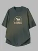 Camiseta de Algodón Puro Pesado 260g para Hombre de Manga Corta Verano Estampado de Elefante de Dibujos Animados Cuello Redondo Top Camiseta Base de Algodón
