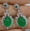 Aretes de calcedonia verde plata esterlina 925 pasador de oreja lujo con incrustaciones esmeralda verde emperador aretes de jade temperamento aretes de piedras preciosas