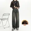 Jeans Retro Americanos de Pierna Ancha para Mujer Primavera Otoño 2026 Nuevos Pantalones Rectos Sueltos con Caída de Terciopelo Plus Cintura Alta