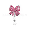 Porta credencial de enfermera 2D retráctil decorativo personalizado nuevo plano creativo con moño de acrílico