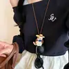 Bolsa de Llaves Larga de Cuero con Colgante para Llavero Collar con Marca de Cuero Llavero para Gafas Accesorios de Moda