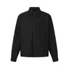 Camisa de Manga Larga Enrollable de Color Sólido para Hombre, Otoño Casual Street Style Moderna de Gama Alta Versátil Holgada con Solapa