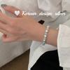 Pulsera de cuentas de flor de coche Aquamarous de plata esterlina S925 hecha a mano con diseño de nicho de Corea del Sur, joyería de mano con sentido avanzado que combina con todo.
