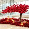 Árvore artificial de flor de cerejeira vermelha em estilo chinês, árvore dos desejos, árvore falsa de envelope vermelho da sorte, decoração para criar atmosfera de Ano Novo