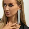 Pendientes Largos de Cadena de Malla de Aluminio con Borlas Estilo Europeo y Americano, Pendientes Za Geométricos Minimalistas y Audaces Estilo de Negocios