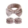 Set de Tres Piezas de Diadema y Muñequeras para Lavado Facial con Lazo de Mariposa, Diadema Resistente al Agua para Lavado Facial, Venta al por Mayor