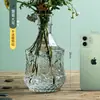Botella de Vidrio Mini Jarrón Pequeño Estilo Ins Escritorio Estilo Francés Arreglo Floral Lujo Ligero Grabado Pequeño Transparente Calibre Pequeño