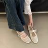 Zapatos de Malla Hueca Nicho Francés para Mujer 2025 Nuevos Zapatos de Ballet con Doble Hebilla Transpirables de Suela Blanda Zapatos Mary Jane
