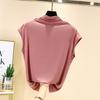 Modal Meia-gola alta sem mangas T-shirt Verão Feminino Novo Estilo Coreano Slim-fit Base Camisa Cor Sólida Top Interno