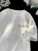 Camiseta de Algodão Nasa Camiseta de Seda Gelada de Manga Curta para Homens Verão 2026 Nova Camiseta Cool Resistente Estilo Americano Marca Tendência Bordada de Meia Manga