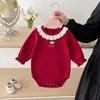 Mameluco de Otoño para Niños Body Súper Elegante y Lindo para Bebés y Niños Pequeños Cuello de Encaje Lindo Traje para Gatear al Aire Libre Ropa de Bebé