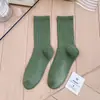 Calcetines de color para mujer, calcetines de algodón para danza moderna, medias de baile, color liso, color caramelo, color macarrón, longitud hasta la mitad de la pantorrilla, estilo japonés, combinan con todo