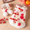 Ropa de Otoño e Invierno para Perros y Gatos Cálida y Engrosada Traje Tang de Año Nuevo Abrigo de Algodón Festivo Ropa para Mascotas Teddy Bichon