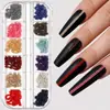 Nueva Joyería Caliente para Uñas ins Cadena Pequeña 12 Cajas Acero Dorado y Plateado Bola de Acero Pegatina Decorativa para Uñas DIY Cadena Metálica