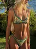 Bikini Transfronterizo Nuevo de Amazon 2026 Estampado de Cintura Baja Sexy de Dos Piezas Sin Copas Traje de Baño para Mujer