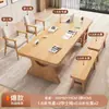Escritorio grande moderno minimalista nórdico de madera maciza, sofá de ocio, diseño libre para sala de estar, mesa larga para leer, estudiar y trabajar