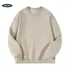 Nueva camiseta de manga larga pesada estilo americano para hombre, adecuada para otoño e invierno, corte holgado, base blanca lisa con forro polar