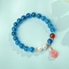 Pulseira de Ágata Coração de Açúcar para Mulheres Pulseira de Cristal Azul Flor de Lótus Design de Nicho 2025 Nova Pulseira de Melhor Amiga Celebridade da Internet